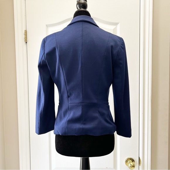 Ricki’s Blazer Slim Fit Cropped Ponte Knit Open Front 3/4 Sleeves Blue Size XS - Picture 15 of 16